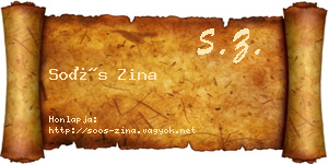Soós Zina névjegykártya